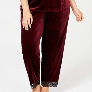 INC International Concepts Womens Plus Size Lace Trim Velvet Pajama Pants 3X